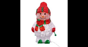 Kerstverlichting figuur - sneeuwpop op ski - 40 x 24,5 x 45 cm - LED decoratie kerstfiguren