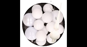 Kerstversiering set kerstballen met piek wit 6 - 8 cm - pakket van 37x stuks