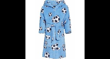 Kinder badjas/ochtendjas met voetbal print - blauw - polyester