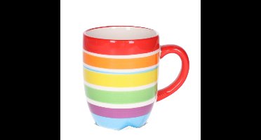 Koffiemokken Curacao - 1x stuks - Keramiek - multi kleuren - 300 ml - 8 x 11 cm - rood