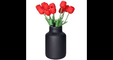 Kunstbloemen boeket Tulp Tulipa - 7x - 44 cm - rood - Real Touch - kunst zijdebloemen