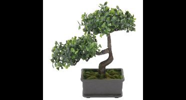Kunstplant bonsai boompje in pot - Japans decoratie - 27 cm - Groene blaadjes