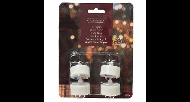 LED theelichtjes/waxinelichtjes - 4x st - wit - 3,6 x 3,6 cm - steady - warm wit - timer
