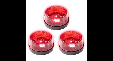 LED zwaailicht - Set van 3x stuks - rood - met sirene - 7 cm - politie zwaailamp - politielamp