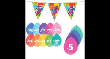Leeftijd verjaardag thema 5 jaar pakket ballonnen/vlaggetjes