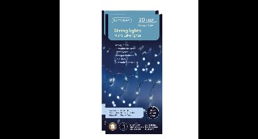 Lumineo draadverlichting - 2x - 20 led lampjes - helder wit - 95 cm - lichtdraad - zilver