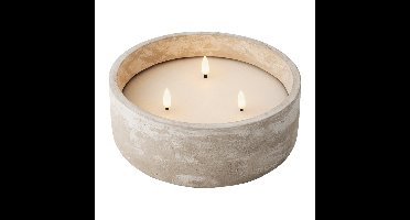 Lumineo LED kaars/stompkaars - met 3 lonten - beton grijs - D20 x H8 cm - voor buiten