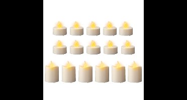 Lumineo LED theelichtjes/waxinelichtjes - set 16x st - wit - diverse maten