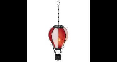 Lumineo solar luchtballon lantaarn - rood - H25 x D14 cm - kunststof - vlam effect - tuinverlichting