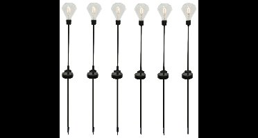 Lumineo Solar tuinlamp - 6x - prikspot - op zonne-energie - H86 cm - tuinverlichting - zwart