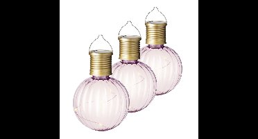 Lumineo tuin/buiten 10x stuks Led lampje/lampion solar verlichting lichtroze 11 x 8 cm
