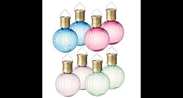 Lumineo tuin feestlampjes - solar - 16x stuks - gekleurd - 11 cm - aan haak