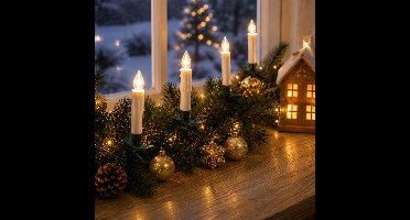Lumineo Verlichte kaarsen op clip - 20x kaarsen - draadloos - warm wit - 10 cm