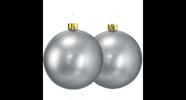 Mega grote decoratie kerstballen - 2x st - 45 cm - zilver - opblaasbaar