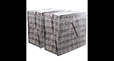 Mega grote XXL boodschappentas / dekentas - 2x stuks - grijs geruit - 65 x 30 cm - kunststof - 82 li