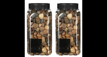Mica Decorations decoratie stenen - 2x - 650ml - donkerbruin mix - hobby steentjes
