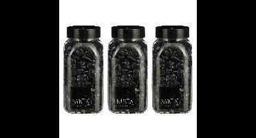 Mica Decorations decoratie stenen - 3x - 650ml - zwart mix - hobby steentjes