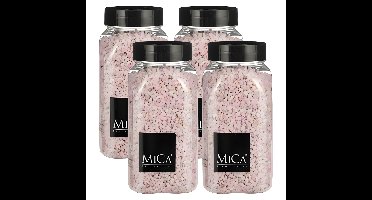 Mica Decorations decoratie stenen/granulaat - 4x - 650ml - roze - hobby steentjes