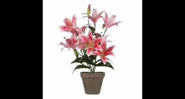 Mica Decorations Tigerlily/tijgerlelie kunstplant - fuchsia - 47 cm - Kunstplanten/nepplanten