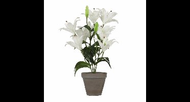 Mica Decorations Tigerlily/tijgerlelie kunstplant - wit - 47 cm - Kunstplanten/nepplanten