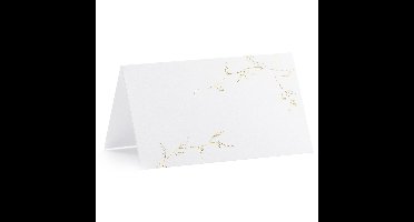 Naamkaartjes/plaatskaartjes Nature - Bruiloft - wit/goud - 10x stuks - 10 x 6 cm