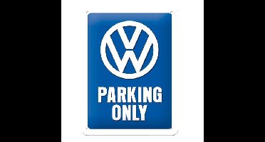 Nostalgic Art wandbord/muurplaatje - metaal - Volkswagen Parking Only - 15 x 20 cm - VW Parking