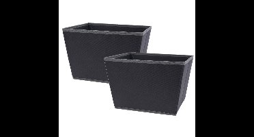Opbergmand - 2x - antraciet grijs - 29 x 24 x 20 cm - polyester - kledingkast manden