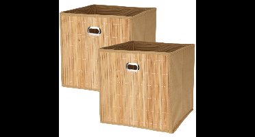 Opbergmand/kastmand - 2x - naturel - bamboe/kunststof - 28 liter - 31 x 31 x 31 cm - opvouwbaar
