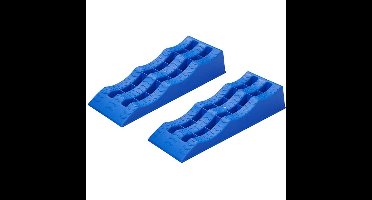 Oprijblokken - set van 2x - blauw - kunststof - 3 niveaus - voor camper/caravan