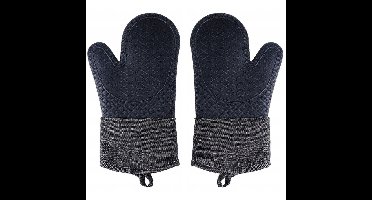 Ovenwant - 2x - siliconen - denim zwart - 18 x 33 cm