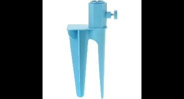 Parasolboor met dubbele spies - blauw - kunststof - parasolharing/parasolhouder
