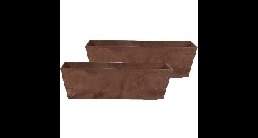 Plantenbak - 2x - gerecycled kunststof - bruin - 55 x 17 cm - Binnen en buiten gebruik