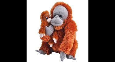 Pluche bruine Orang oetan aap met baby knuffel - 38 cm - apen speelgoed