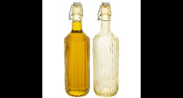 Secret de Gourmet Beugelfles / Weckfles - 2x - geel glas - luchtdicht - 1 liter - waterfles