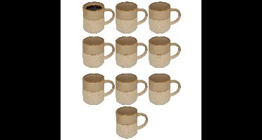 Secret de Gourmet koffie kopjes - Cairo - 10x stuks - taupe/beige - 200 ml - mokken - keramiek