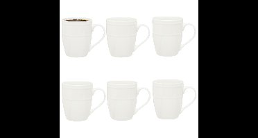 Secret de Gourmet koffie kopjes - Ivory - 6x stuks - wit - 350 ml - mokken - porselein