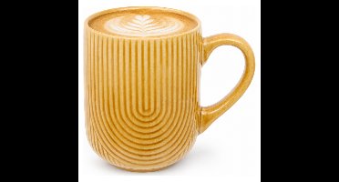 Secret de Gourmet koffie mok Memphis - 1x stuks - okergeel - 300 ml - mokken - keramiek
