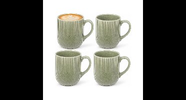 Secret de Gourmet koffie mok Memphis - 4x stuks - groen - 300 ml - mokken - keramiek