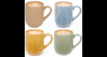 Secret de Gourmet koffie mokken Memphis - 4x stuks - kleurenmix - 300 ml - mokken - keramiek