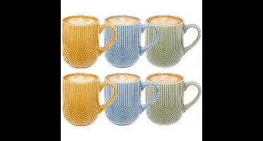 Secret de Gourmet koffie mokken Memphis - 6x stuks - kleurenmix - 300 ml - mokken - keramiek