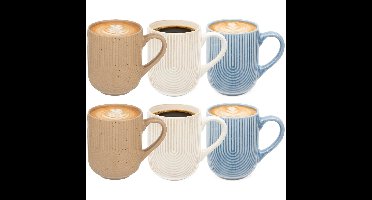 Secret de Gourmet koffie mokken Memphis - 6x stuks - kleurenmix - 300 ml - mokken - keramiek