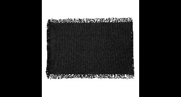 Secret de Gourmet placemats Kenya - 1x - zwart - 45 x 30 cm - katoen - met franjes