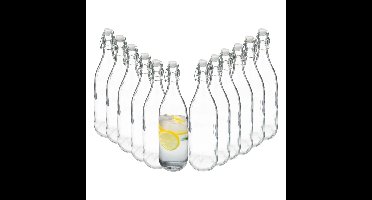 Secret de Gourmet weckfles - 12x - glas - transparant - beugel sluiting luchtdicht - 1 liter - sappe