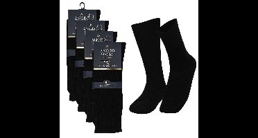 Senioren herensokken - 4x - zwart - niet knellend - maat 39/42 - anti pres sokken - acryl/wol
