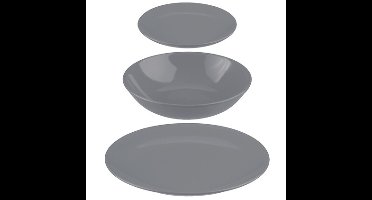 Servies set Colorama uni - 18-delig - grijs - aardewerk dinerservies - tafelservies - 6 personen