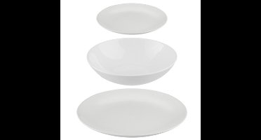 Servies set Colorama uni - 18-delig - wit - aardewerk dinerservies - tafelservies - 6 personen