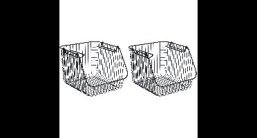 Set van 2x stuks zwarte opberg/opruim mandjes stapelbaar 29 x 27 x 21 cm