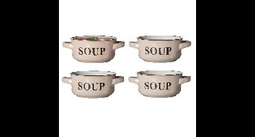 Soepkommen Classic - beige - 4x stuks - 14 x 7 cm - keramiek - soepkommetjes - 470 ml