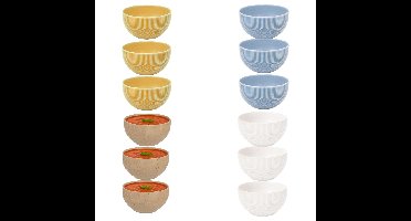 Soepkommen Memphis - D14 cm - geel / blauw / beige / wit - 12x stuks - keramiek