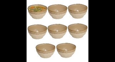 Soepkommen Provence - 8x - beige/taupe - 15 x 7 cm - keramiek - kommetjes - schaaltjes - 720 ml